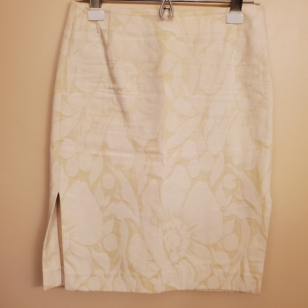 J. CREW yellow & white pencil skirt SIZE 2